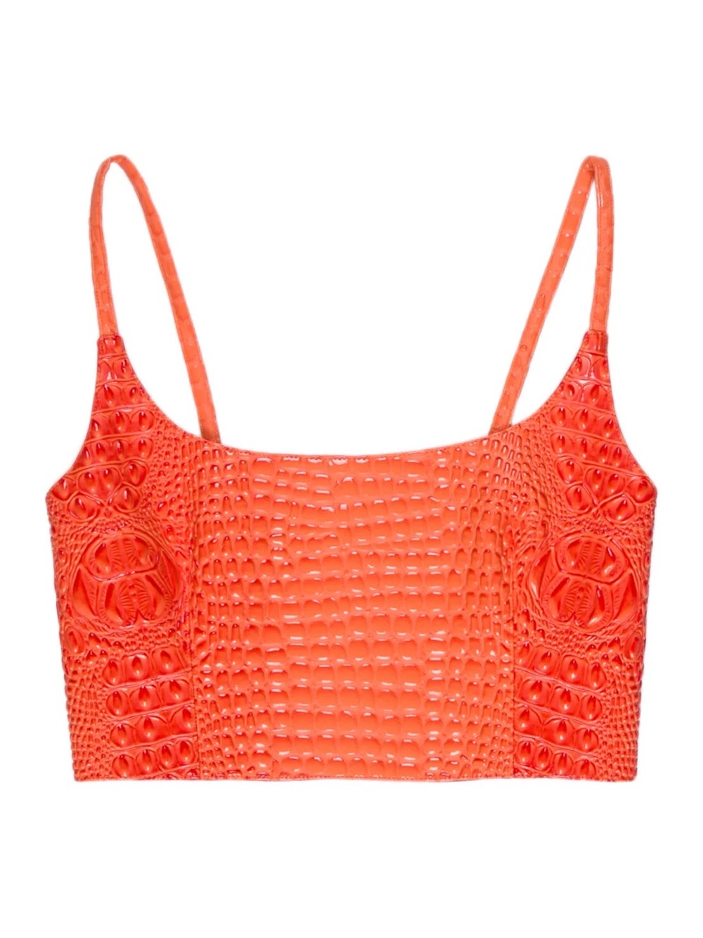 Mia Vesper Orange Croc Embossed Corset Crop Top | Size Small | Y2K